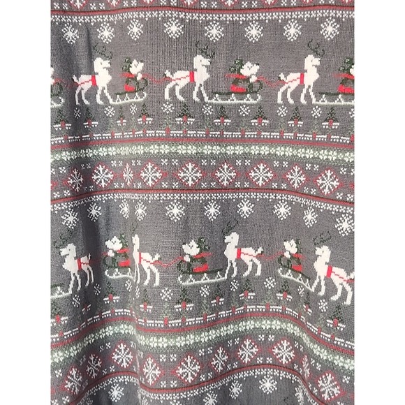 Disney Parks Ugly Christmas Sweater Mickey Mouse Reindeer Sleigh Fair Isle Men L - Picture 6 of 12